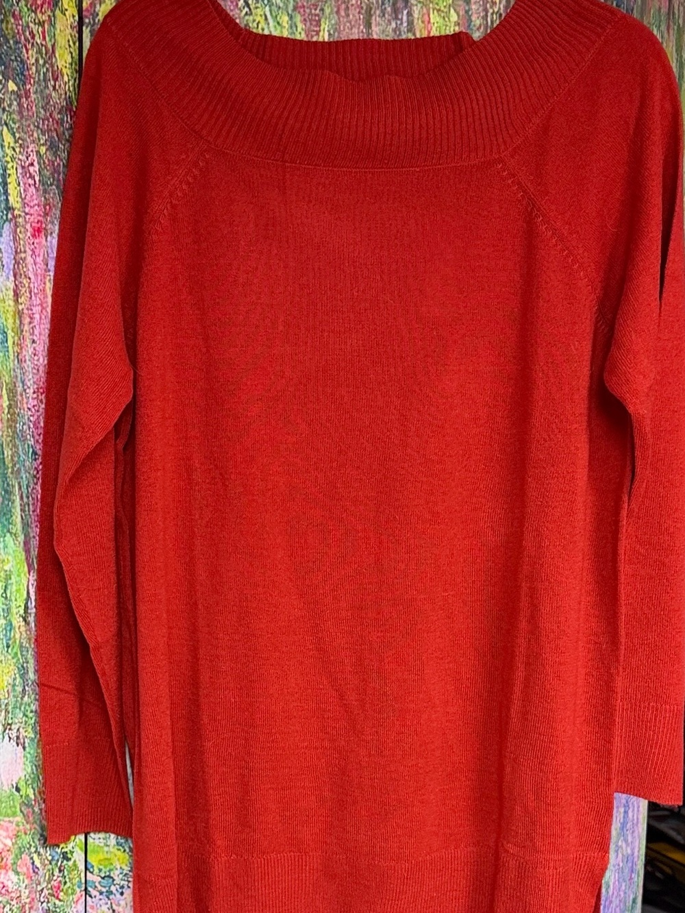 Cozy Red womens Sweater NWT - Off shoulder cowl neck.